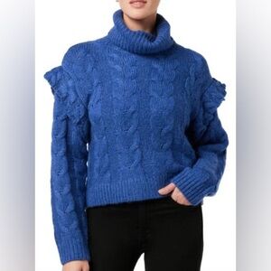 Joe's Jeans Blue Adeline Turtleneck Wool Cable Knit Turtleneck XS Sweater NWT